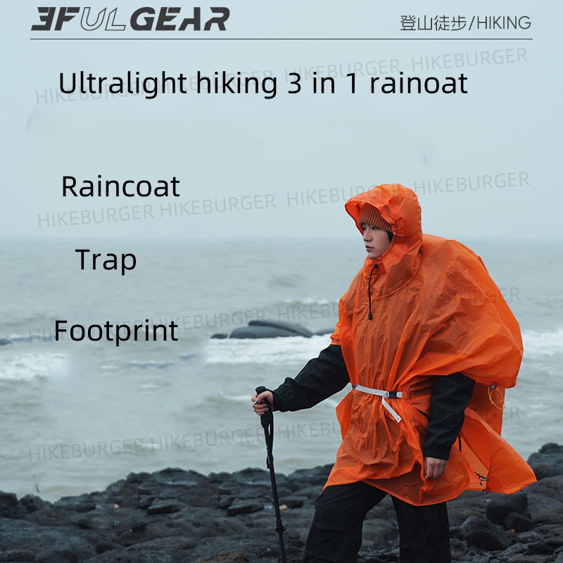 Camping Rain Poncho - 3F UL GEAR 3 in1 Rain