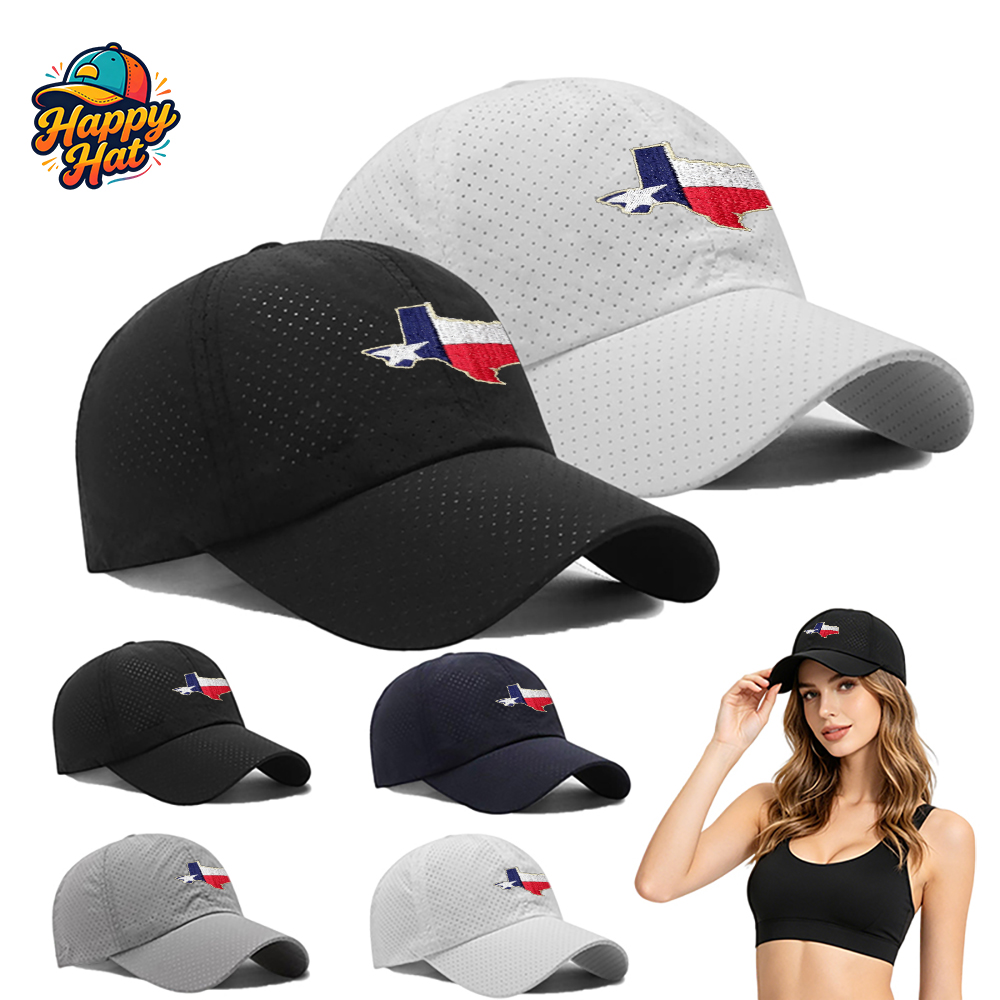 Outdoor Camping In Texas - 1PC Texas Flag Embroidered Perforated Adjustable