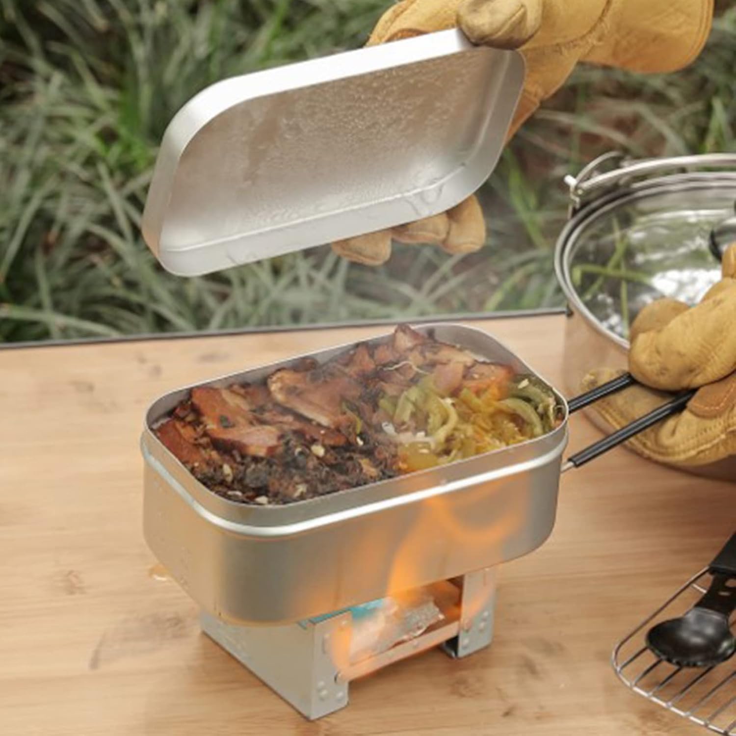 Outdoor Camping Cooking Equipment - Foldable Bento Box Handle, Lunch Container
