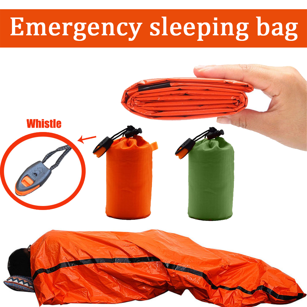 Camping Rain Poncho - Portable Waterproof Emergency Survival Sleeping Bag