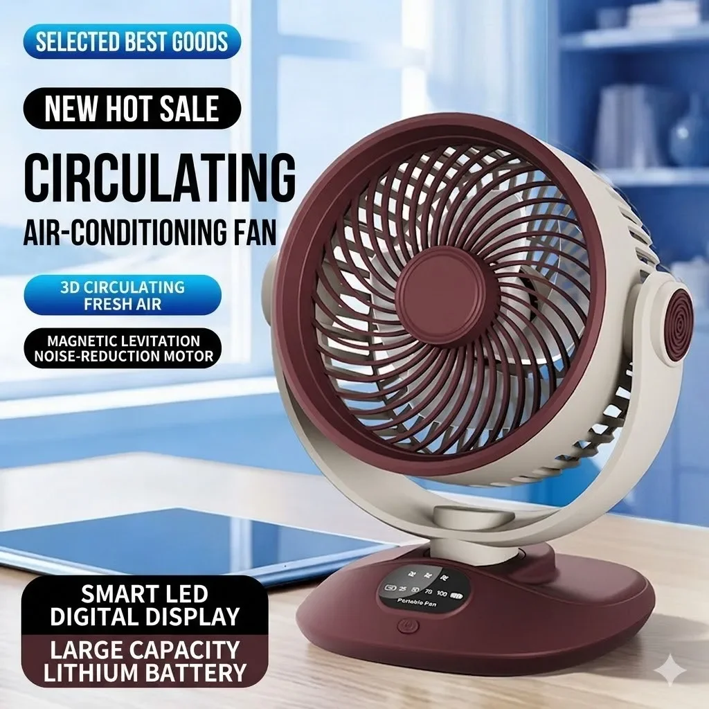 Camping Quiet - Desktop Fan Rechargeable Turbo Air Circulator