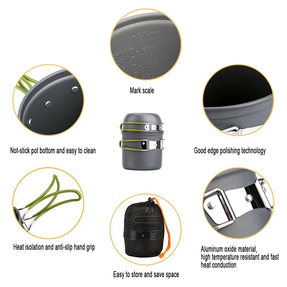 Camping Cookware Mess Kit Ultr - Outdoor Camping Cooking Equipment 评论和价格