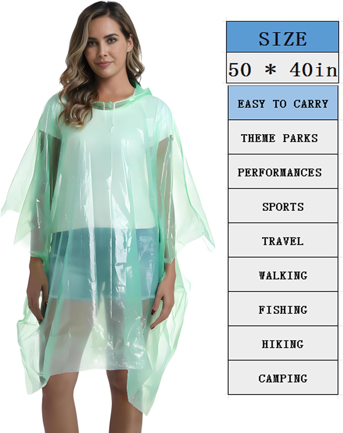 Disposable Rain Ponchos for Ad - Camping Rain Poncho 评论和价格