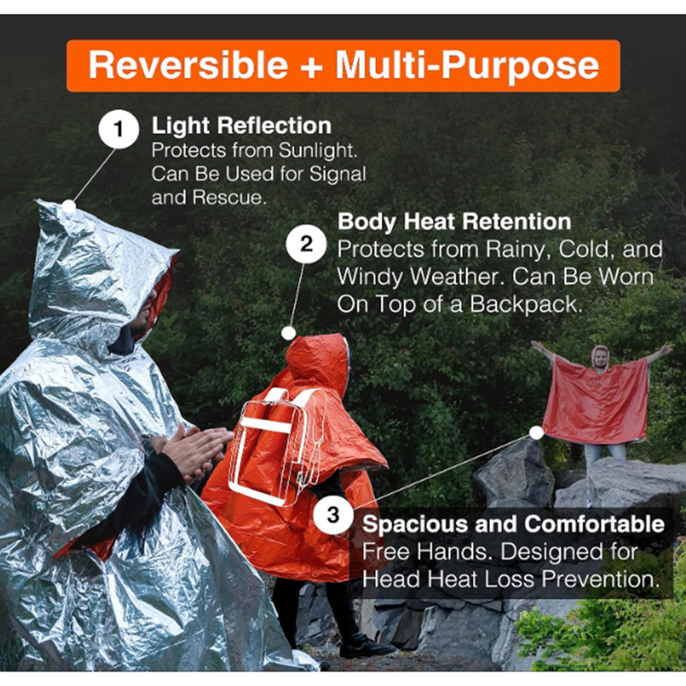Portable Outdoor Emergency Rai - Camping Rain Poncho 评论和价格
