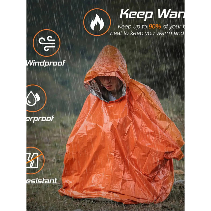 Emergency Rain Poncho Thermal  - Camping Rain Poncho 评论和价格