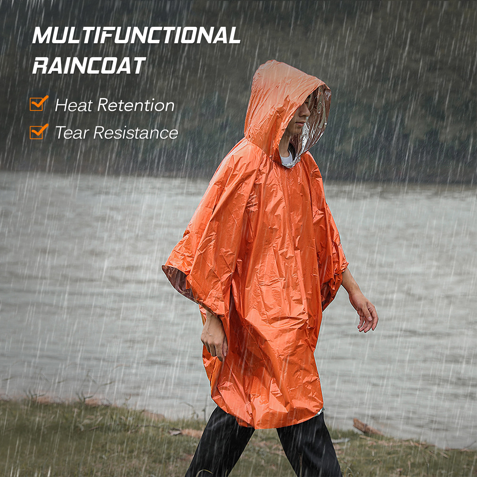 Emergency Rain Poncho Thermal  - Camping Rain Poncho 评论和价格