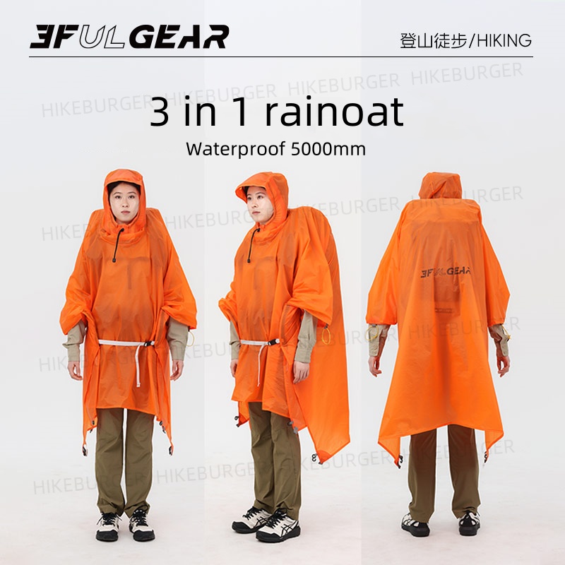3F UL GEAR 3 in1 Rain Poncho O - Camping Rain Poncho 评论和价格