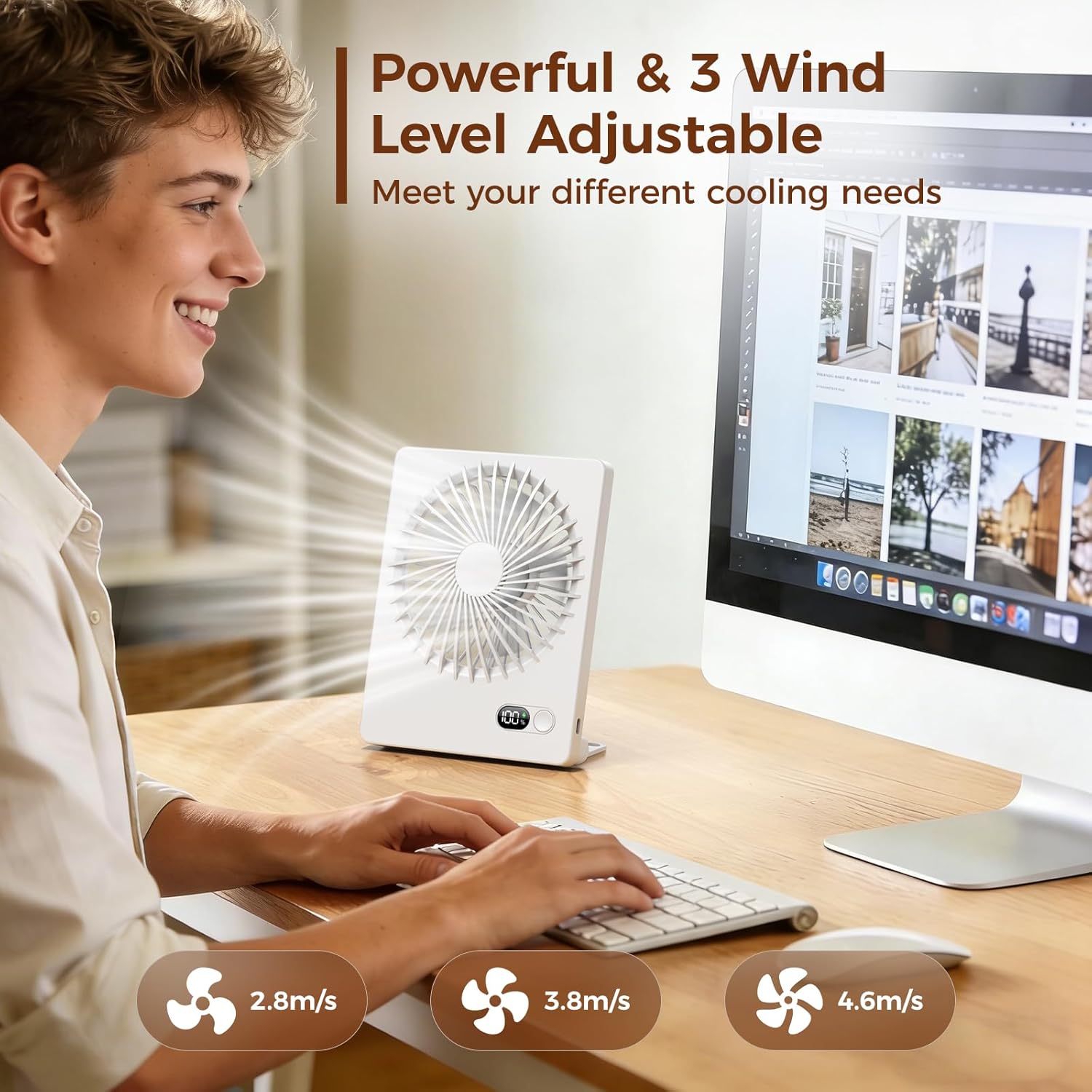 Rechargeable Desk Fan, 180° Ti - Camping Quiet 评论和价格