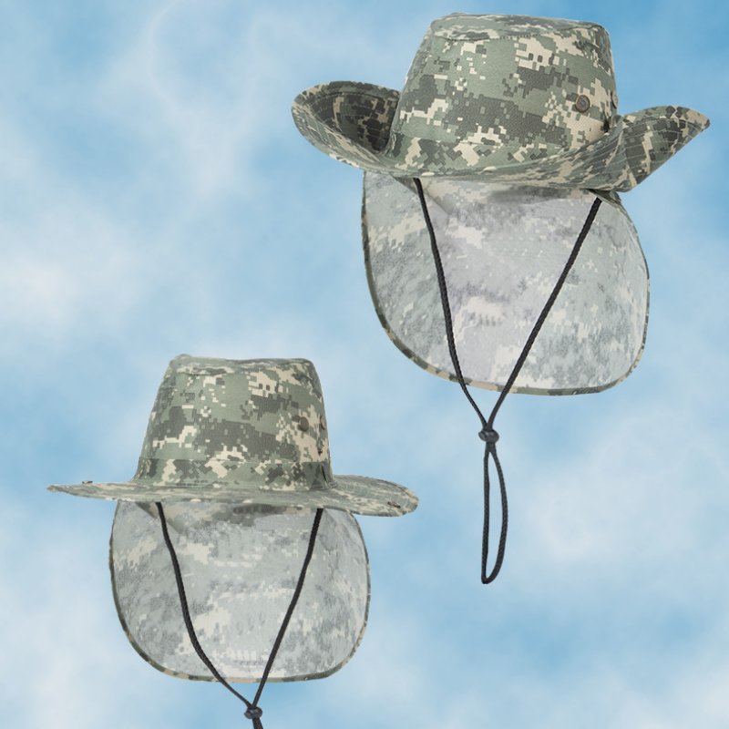 New Summer Camouflage Sun Hat  - Camping Outdoor Quick Drying Sun Neck Protection Cap Hat 评论和价格