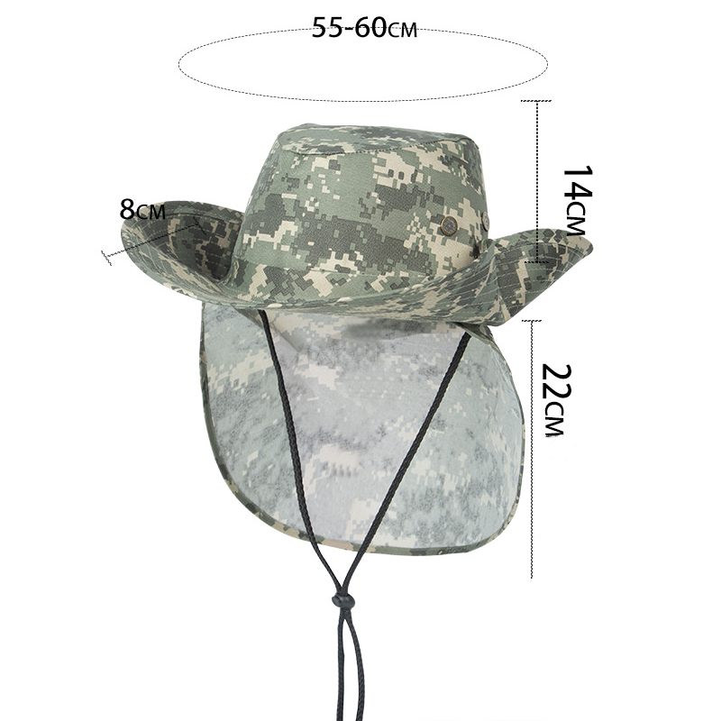 New Summer Camouflage Sun Hat  - Camping Outdoor Quick Drying Sun Neck Protection Cap Hat 评论和价格