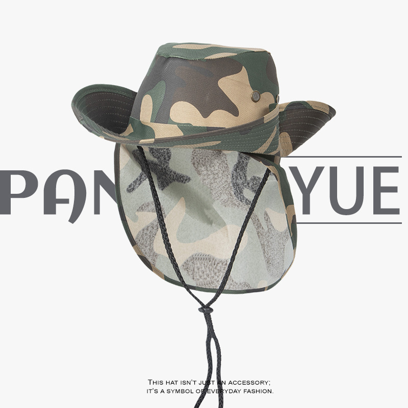 New Summer Camouflage Sun Hat  - Camping Outdoor Quick Drying Sun Neck Protection Cap Hat 评论和价格