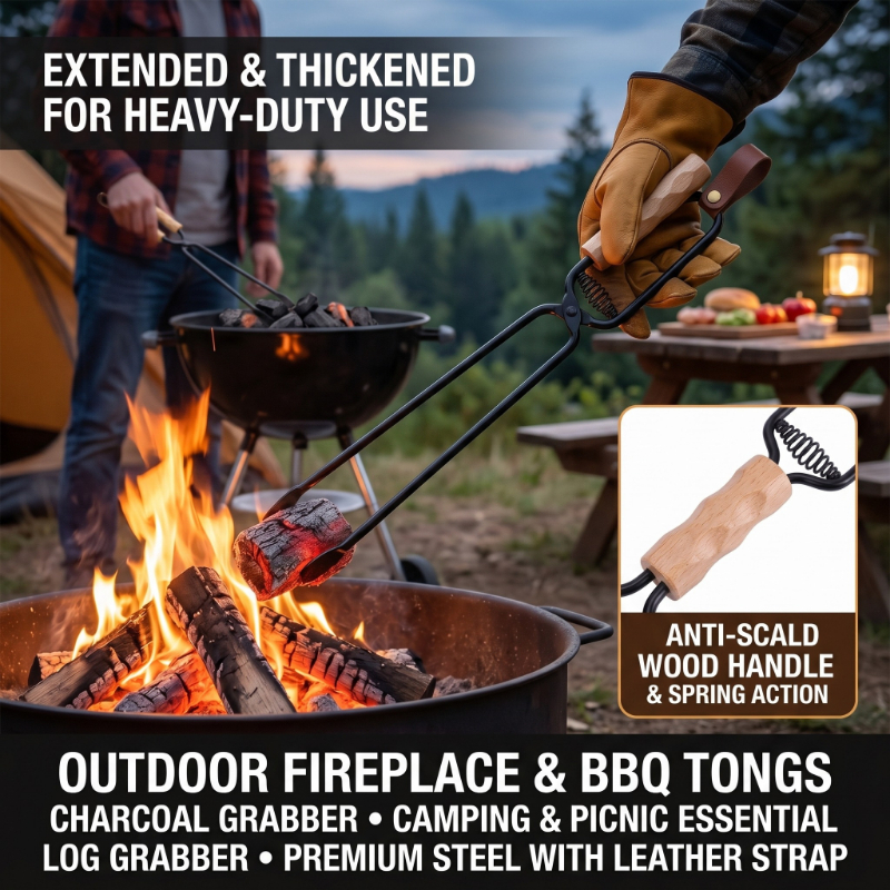Firewood Tongs Metal Heat Resi - Camping Quiet 评论和价格