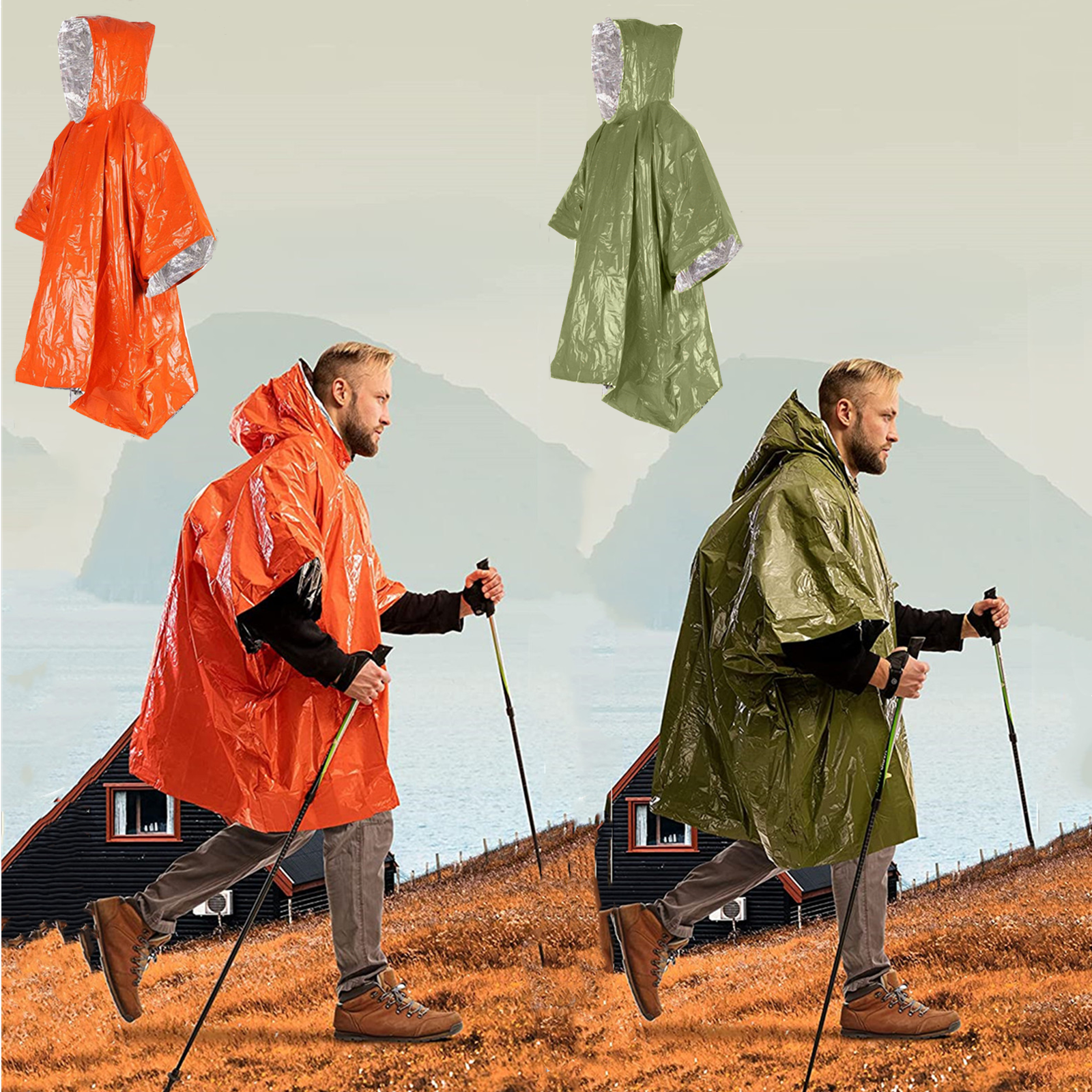 Emergency Disposable Aluminum  - Camping Rain Poncho 评论和价格